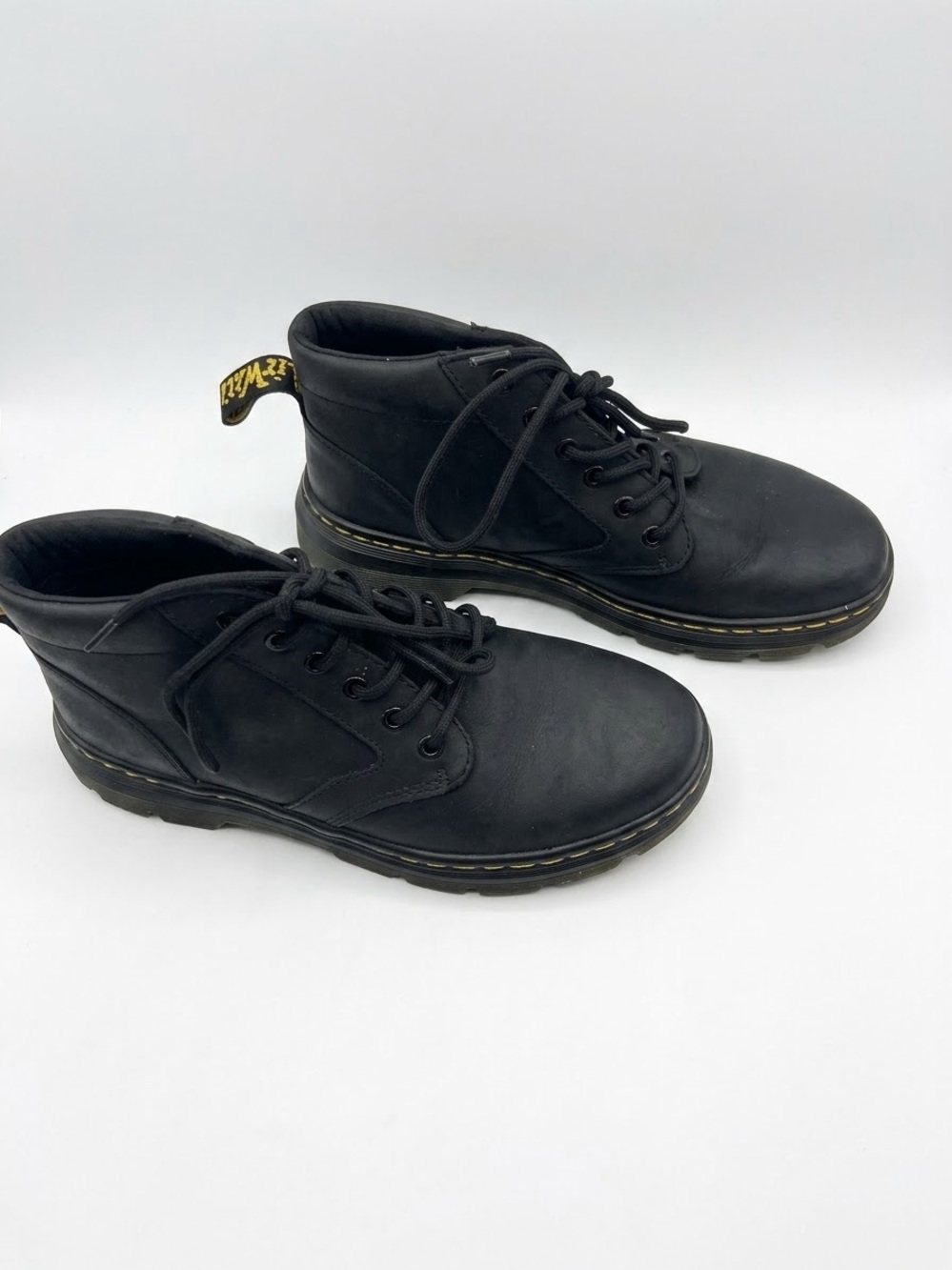 Dr. Martens Black Men's Lace-Up Chukka Boots with Yellow Heel Loop